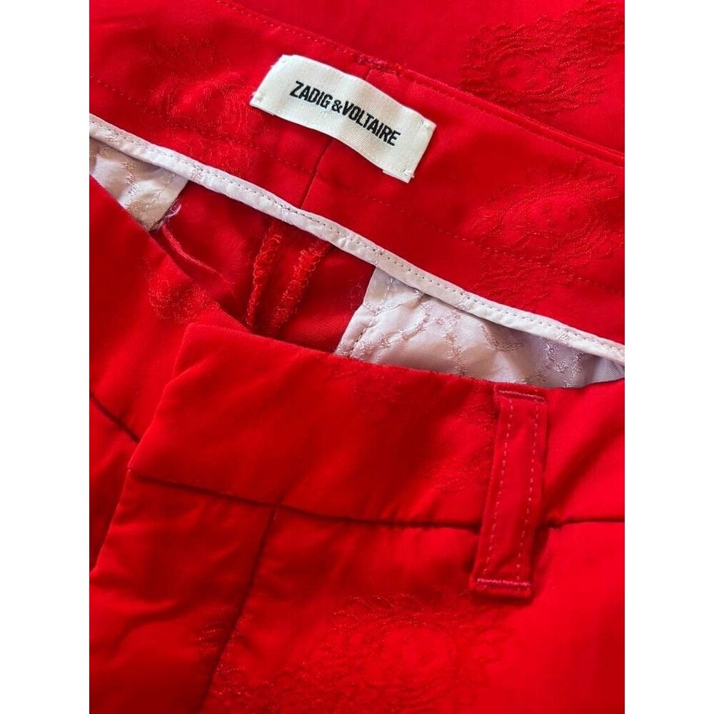 Zadig & Voltaire Slim Prune Jac Jacquard Pants Women's Size 36 Red Orange - Picture 4 of 6